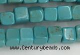 CWB909 15.5 inches 4*4mm cube howlite turquoise beads wholesale