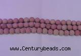 CWF25 15.5 inches 14mm round matte pink wooden fossil jasper beads