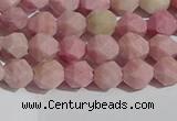 CWF30 6mm faceted nuggets matte pink wooden fossil jasper beads