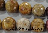 CWJ309 15.5 inches 16mm faceted round wood jasper gemstone beads