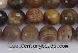 CWJ477 15.5 inches 8mm faceted round wood jasper gemstone beads