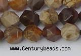 CWJ484 15.5 inches 8mm faceted nuggets wood jasper beads