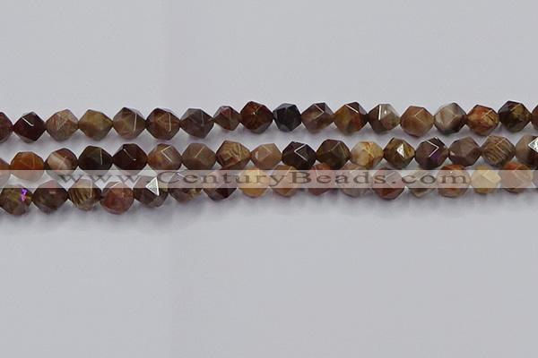 CWJ491 15.5 inches 8mm faceted nuggets wood jasper beads