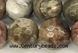 CWJ613 15 inches 10mm faceted round wooden jasper gemstone beads