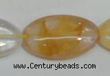 CYC04 15.5 inches 20*35mm oval yellow crystal quartz beads