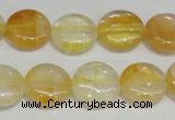CYC05 15.5 inches 16mm flat round yellow crystal quartz beads