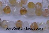 CYC135 Top drilled 7*7mm faceted teardrop yellow quartz beads