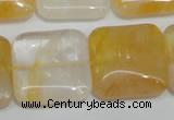 CYC14 15.5 inches 25*25mm square yellow crystal quartz beads