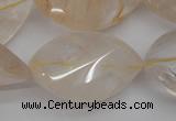 CYC205 15.5 inches 22*32mm twisted & faceted teardrop yellow quartz beads