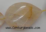 CYC208 15.5 inches 23*45mm twisted & faceted teardrop yellow quartz beads