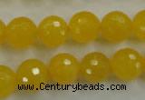 CYJ204 15.5 inches 12mm faceted round yellow jade beads wholesale