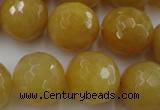 CYJ328 15.5 inches 18mm faceted round yellow jade beads wholesale