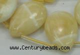 CYJ55 22*30mm top-drilled flat teardrop yellow jade gemstone beads