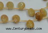 CYJ58 15.5 inches 10*12mm briolette yellow jade gemstone beads