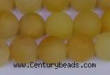 CYJ604 15.5 inches 12mm round matte yellow jade beads wholesale