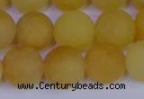 CYJ605 15.5 inches 14mm round matte yellow jade beads wholesale