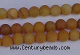 CYJ610 15.5 inches 4mm round matte yellow jade beads wholesale