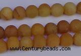 CYJ611 15.5 inches 6mm round matte yellow jade beads wholesale