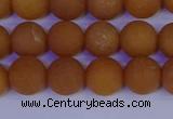 CYJ612 15.5 inches 8mm round matte yellow jade beads wholesale