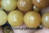 CYJ633 15.5 inches 10mm faceted round yellow jade beads wholesale