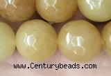 CYJ634 15.5 inches 12mm faceted round yellow jade beads wholesale