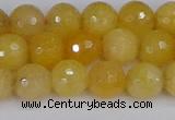 CYJ640 15.5 inches 8mm faceted round yellow jade beads wholesale