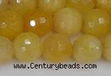 CYJ642 15.5 inches 12mm faceted round yellow jade beads wholesale