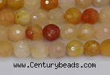 CYJ645 15.5 inches 4mm faceted round mixed yellow jade beads