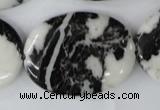 CZJ222 15.5 inches 30*40mm oval black & white zebra jasper beads