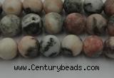 CZJ561 15.5 inches 6mm round matte pink zebra jasper beads