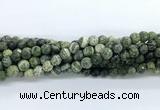 CZJ581 15.5 inches 6mm faceted round green zebra jasper gemstone beads