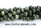 CZJ583 15.5 inches 10mm faceted round green zebra jasper gemstone beads