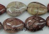 CZJ82 16 inches 18*25mm flat teardrop red zebra jasper beads wholesale