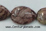 CZJ83 16 inches 22*30mm flat teardrop red zebra jasper beads wholesale