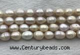 FWP206 15 inches 10mm - 11mm rice white freshwater pearl strands