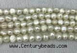 FWP245 15 inches 8mm - 9mm baroque white freshwater pearl strands