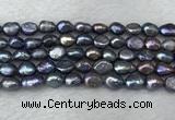 FWP282 15 inches 7mm - 8mm baroque black freshwater pearl strands