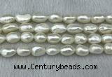 FWP285 15 inches 9mm - 10mm baroque white freshwater pearl strands