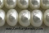 FWP324 15 inches 8mm - 9mm button white freshwater pearl strands