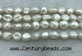 FWP350 15 inches 7mm - 8mm baroque white freshwater pearl strands