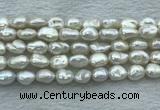 FWP351 15 inches 8mm - 9mm baroque white freshwater pearl strands