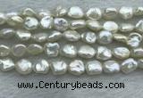 FWP352 15 inches 6mm - 7mm baroque white freshwater pearl strands