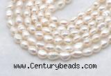 FWP494 14 inches 7mm - 8mm baroque white freshwater pearl strands