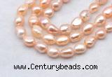 FWP501 14 inches 10mm - 11mm baroque pink freshwater pearl strands