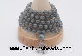 GMN1139 Hand-knotted 8mm, 10mm labradorite 108 beads mala necklaces with charm