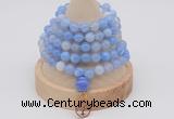 GMN1191 Hand-knotted 8mm, 10mm blue banded agate 108 beads mala necklaces with charm