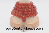 GMN1201 Hand-knotted 8mm, 10mm red agate 108 beads mala necklaces with charm