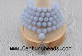 GMN1214 Hand-knotted 8mm, 10mm blue lace agate 108 beads mala necklaces with charm