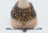 GMN1218 Hand-knotted 8mm, 10mm yellow tiger eye 108 beads mala necklaces with charm