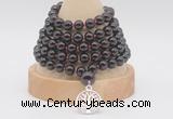 GMN1257 Hand-knotted 8mm, 10mm garnet 108 beads mala necklaces with charm